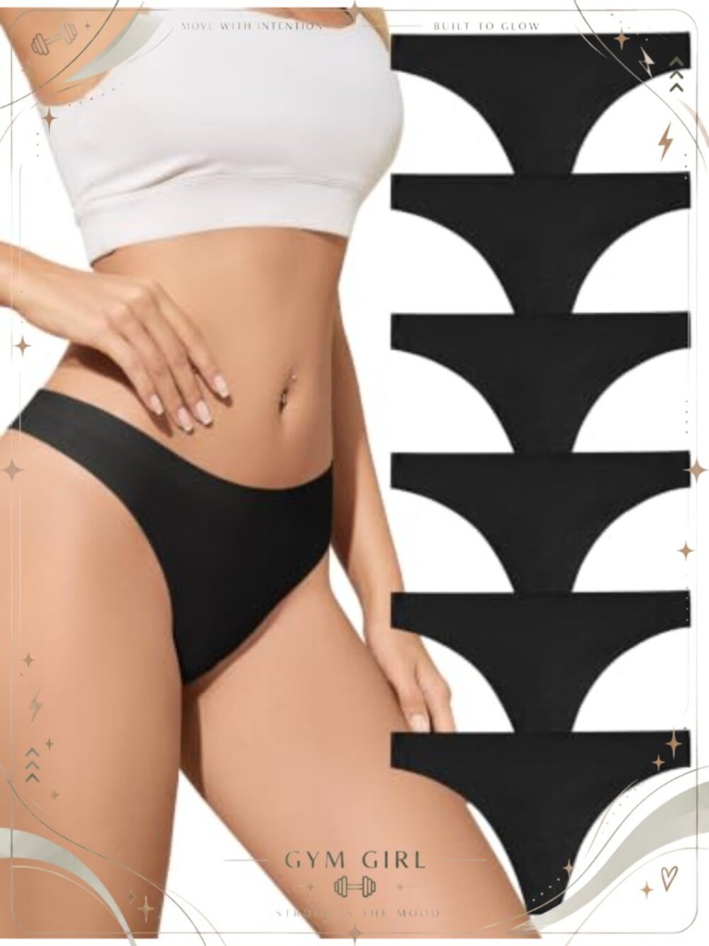 Seamless Thongs for Women No Show Stretch Workout Tanga Panties 6 Pack